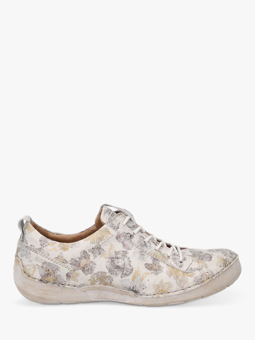 Josef Seibel Fergey 56 Floral Leather Lace Up Trainers, Natural at John ...