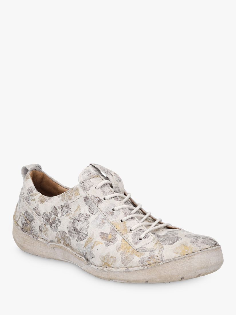Josef Seibel Fergey 56 Floral Leather Lace Up Trainers, Natural at John ...