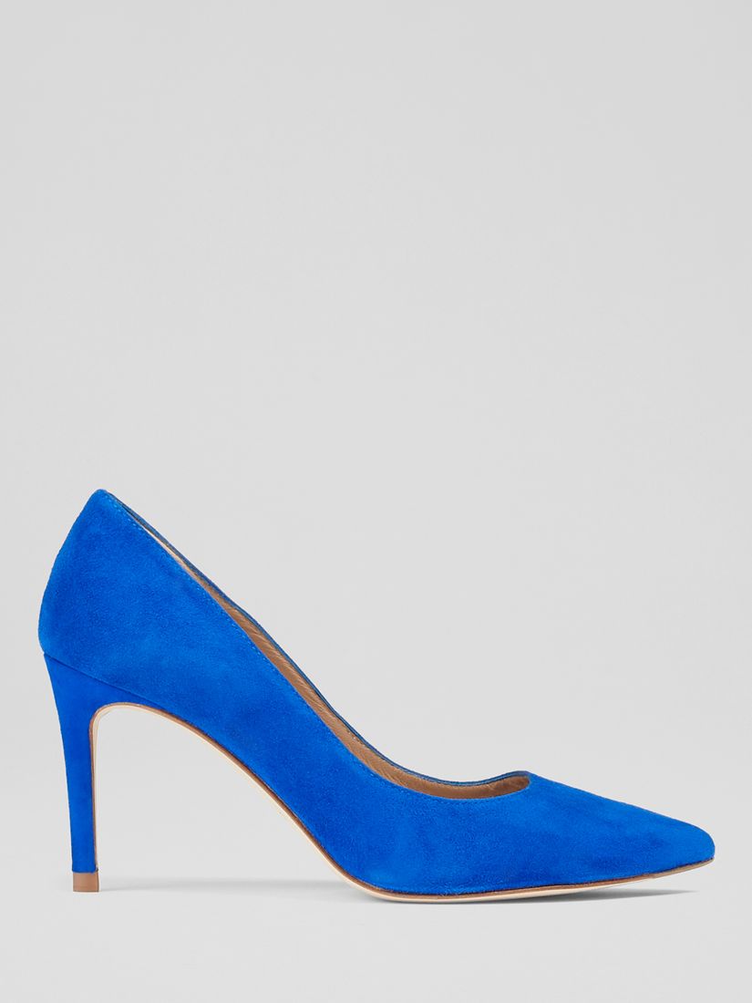 L.K.Bennett Floret Suede Stiletto Heel Court Shoes, Blue at John Lewis ...