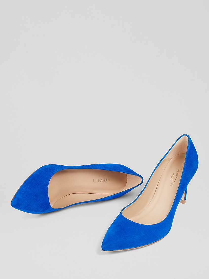 L.K.Bennett Floret Suede Stiletto Heel Court Shoes, Blue at John Lewis ...