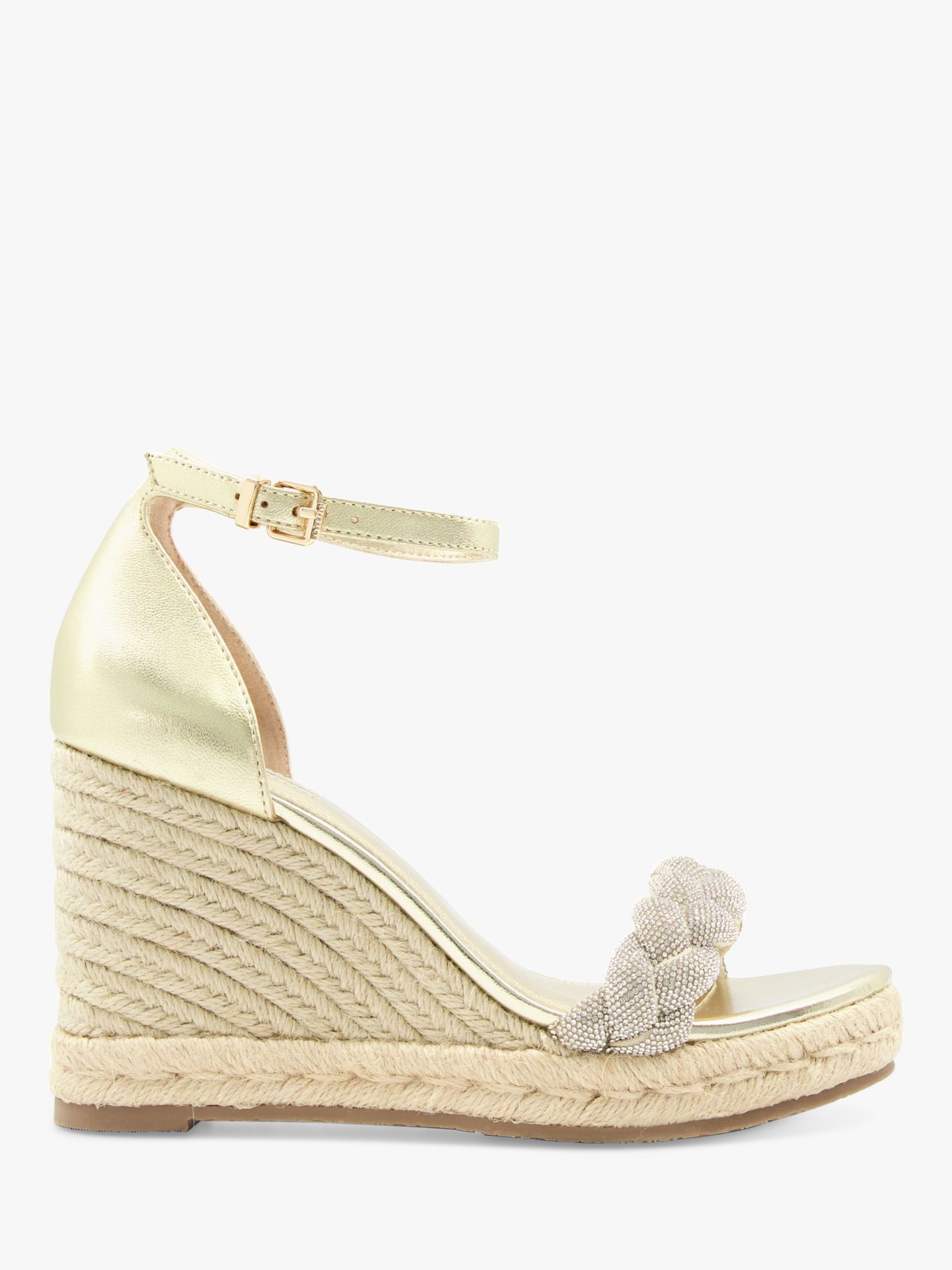 Dune Kingdom Leather Wedge Sandals, Gold at John Lewis & Partners
