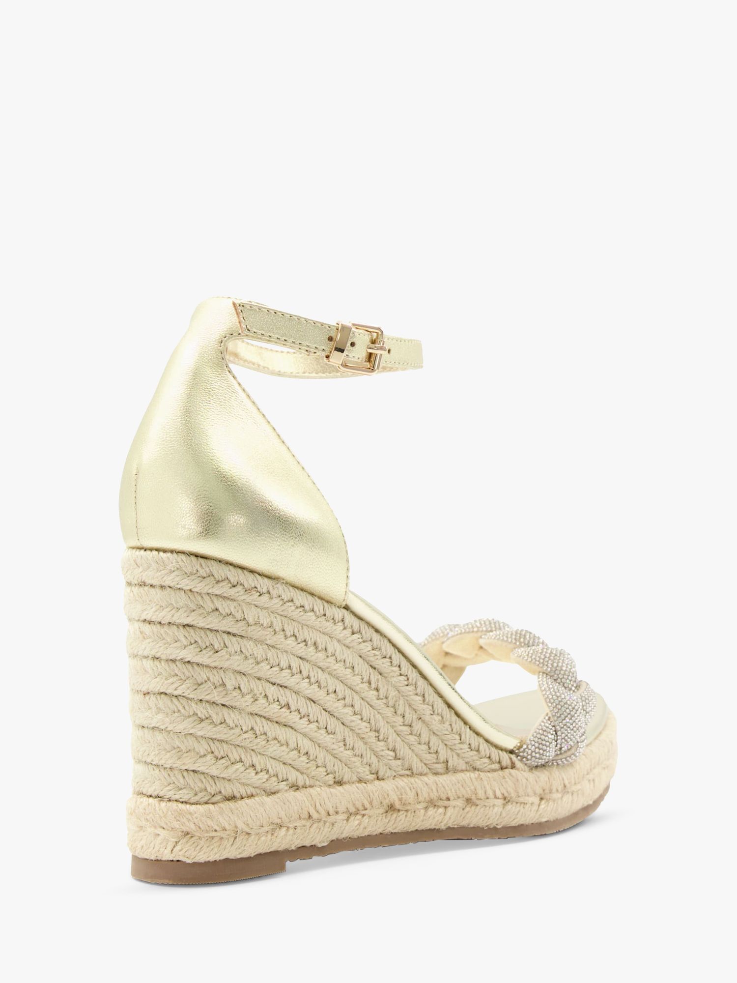 Dune Kingdom Leather Wedge Sandals, Gold at John Lewis & Partners