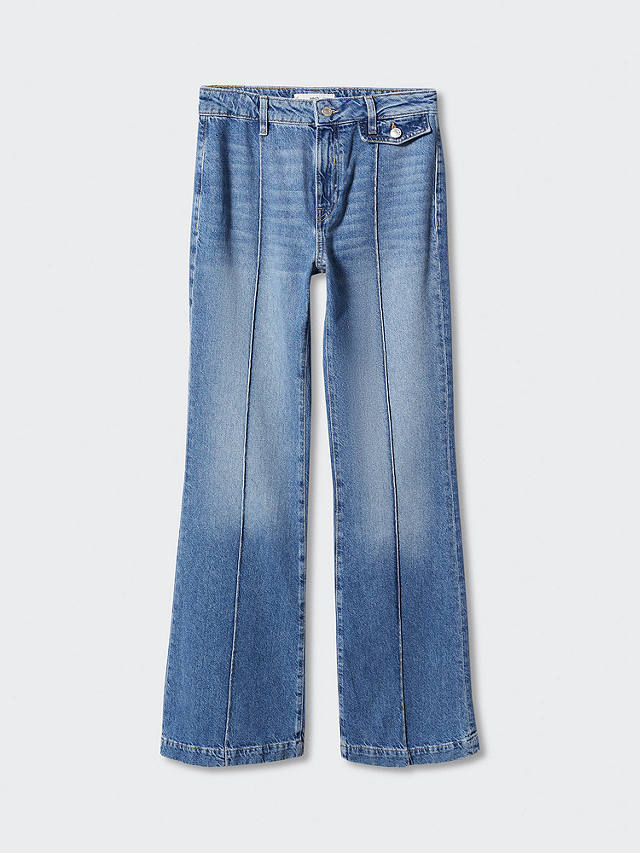 Mango Iera High Waisted Wide Leg Jeans, Open Blue at John Lewis & Partners