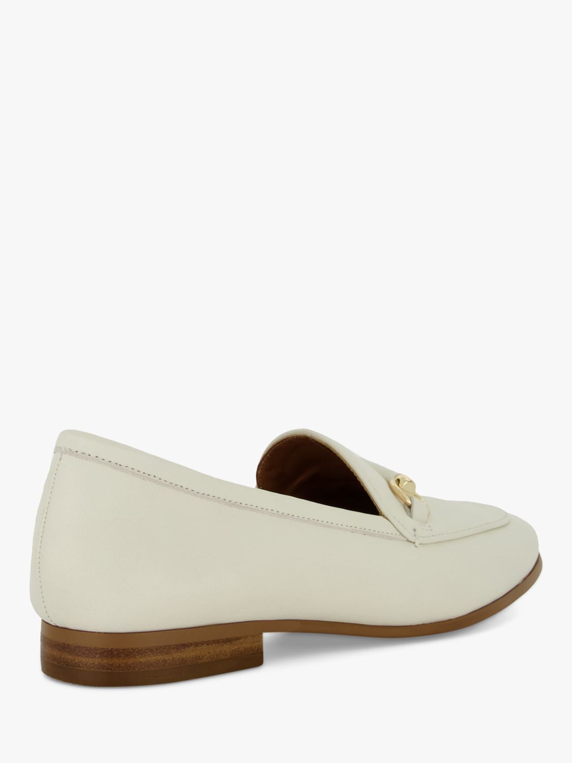 Dune Grandeur Leather Metal Trim Snaffle Loafers, White at John Lewis ...