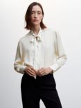 Mango Perla-A Tie Neck Blouse, White