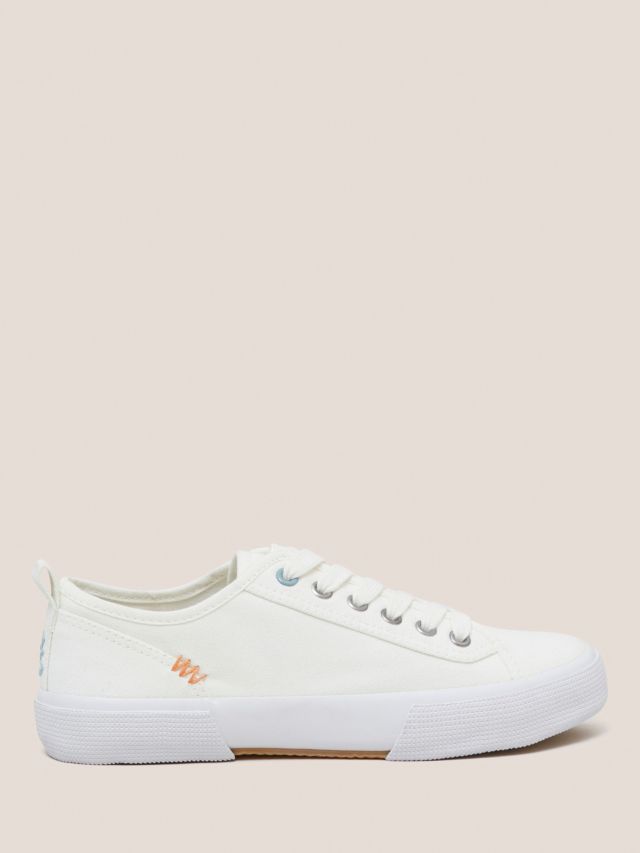 White plimsolls hot sale no laces