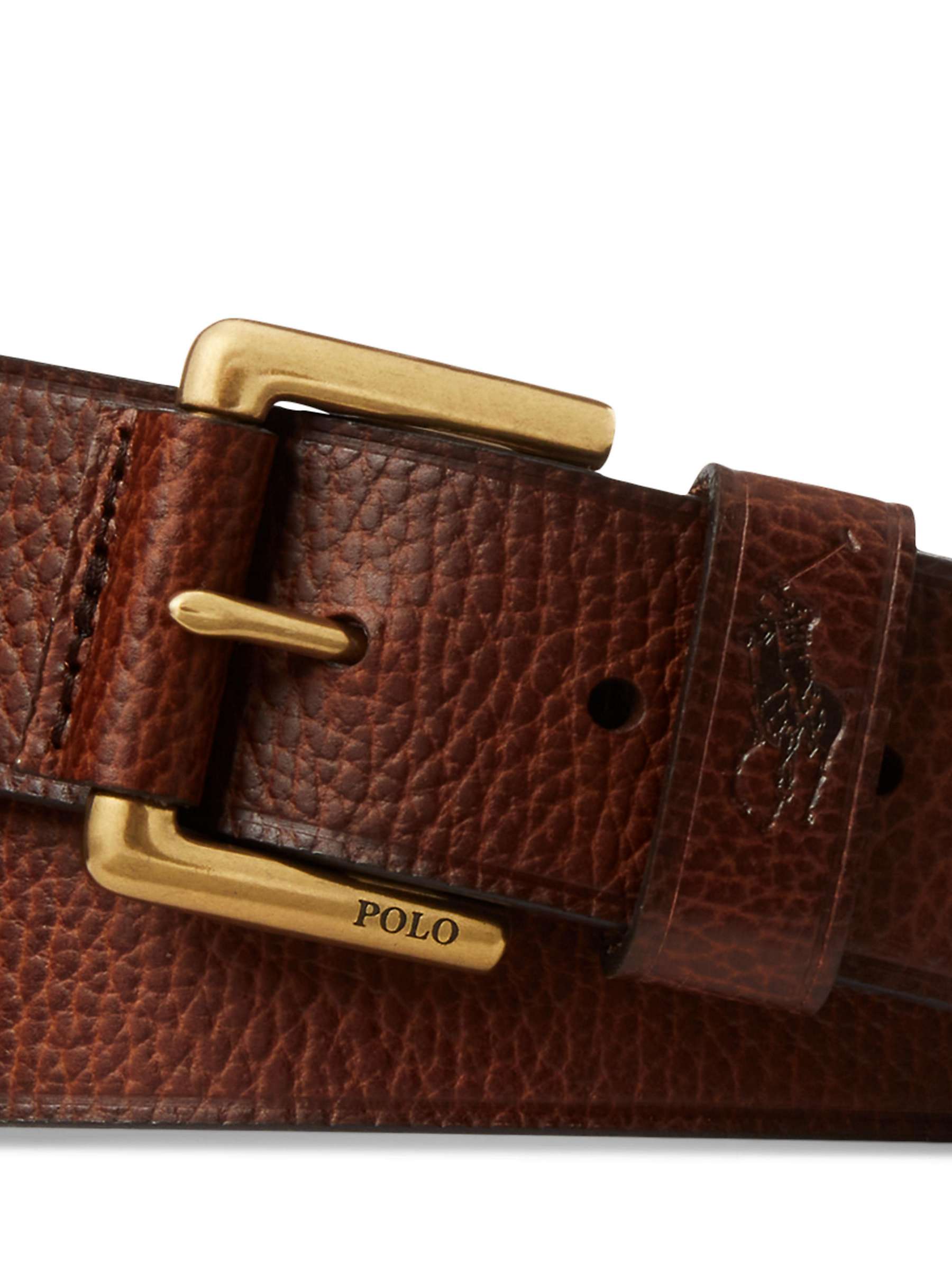 Buy Polo Ralph Lauren Pebbled Leather Belt, Brown Online at johnlewis.com