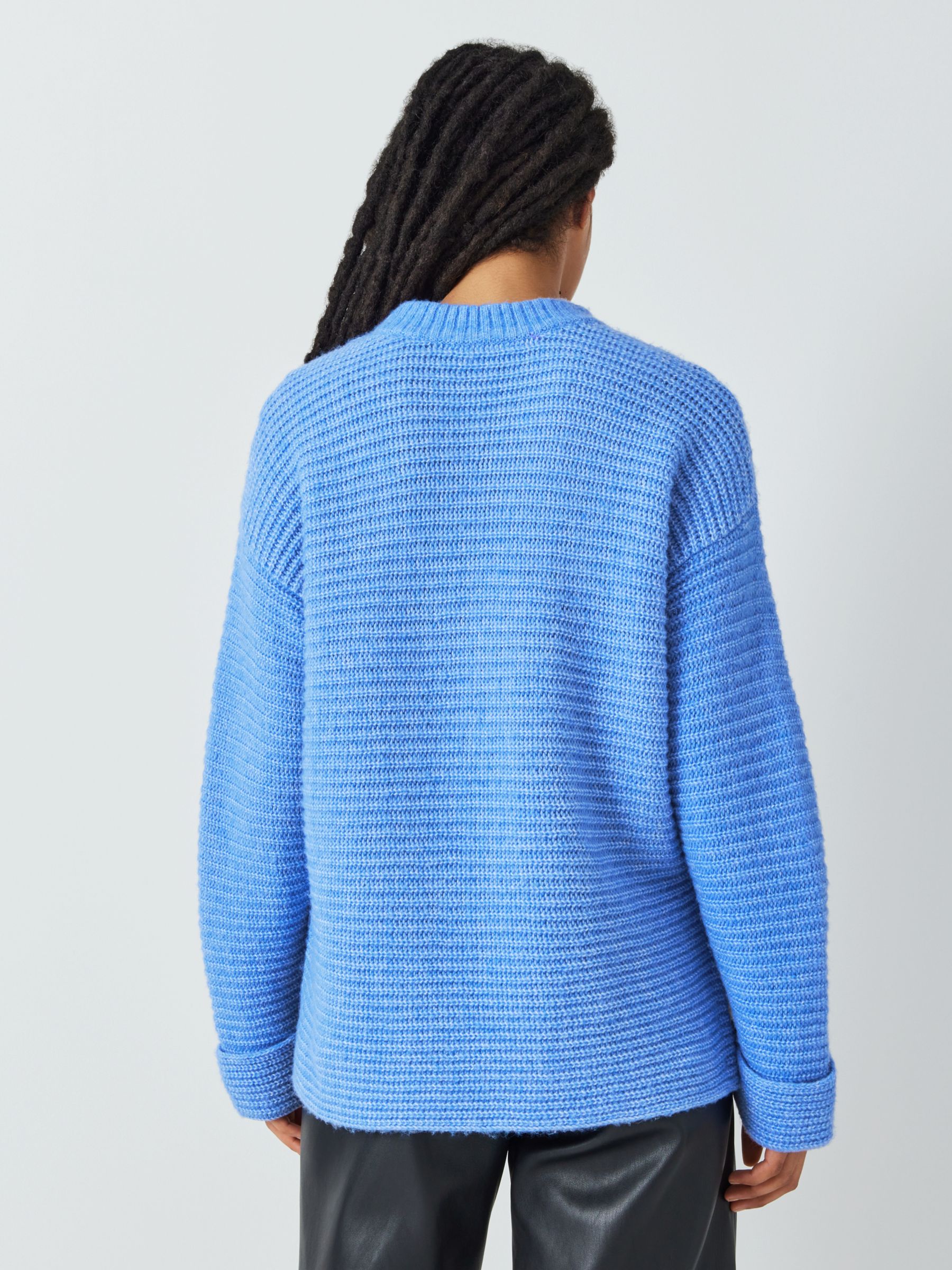John Lewis ANYDAY Textured Knit Turned Up Cuff Jumper, Blue