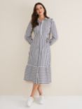 Phase Eight Henley Stripe Midi Dress, Navy/Ivory