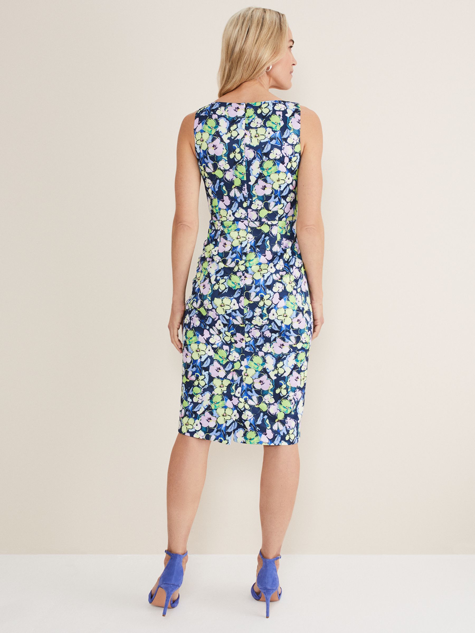 Phase Eight Loretta Sleeveless Floral Midi Dress, French Navy/Multi at ...