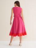 Phase Eight Raquel Belted Fit And Flare Midi Dress, Fuchsia/Red