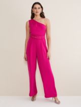 Adrianna Papell One Shoulder Wide Leg Jumpsuit Red at John Lewis