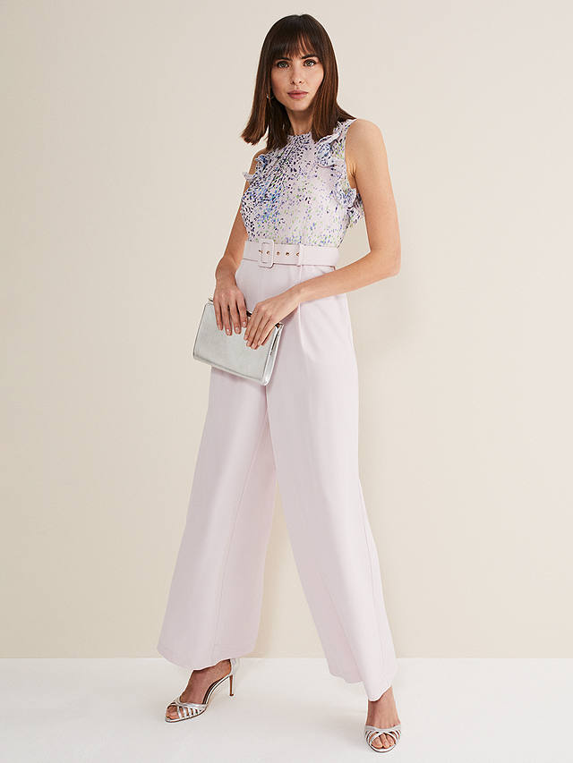 Phase Eight Organza Jumpsuit, White/Multi