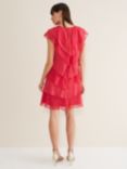 Phase Eight Sage V Neck Pleat Dress, Raspberry