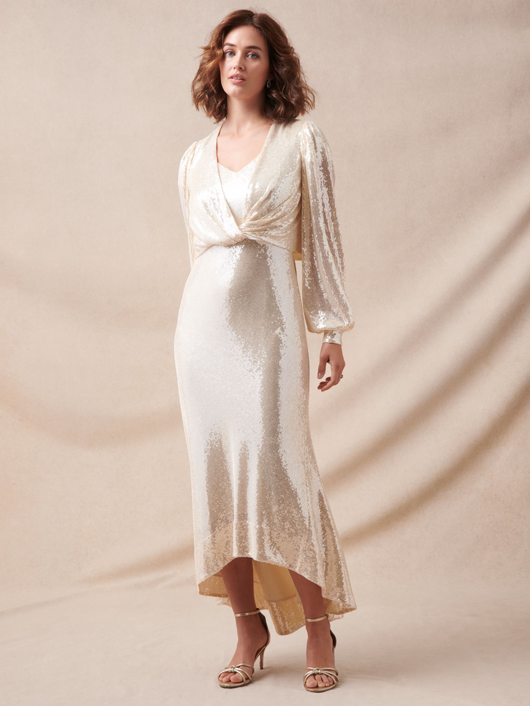 Phase Eight Jamila Sequin Overlay Maxi Dress, Oyster, 6