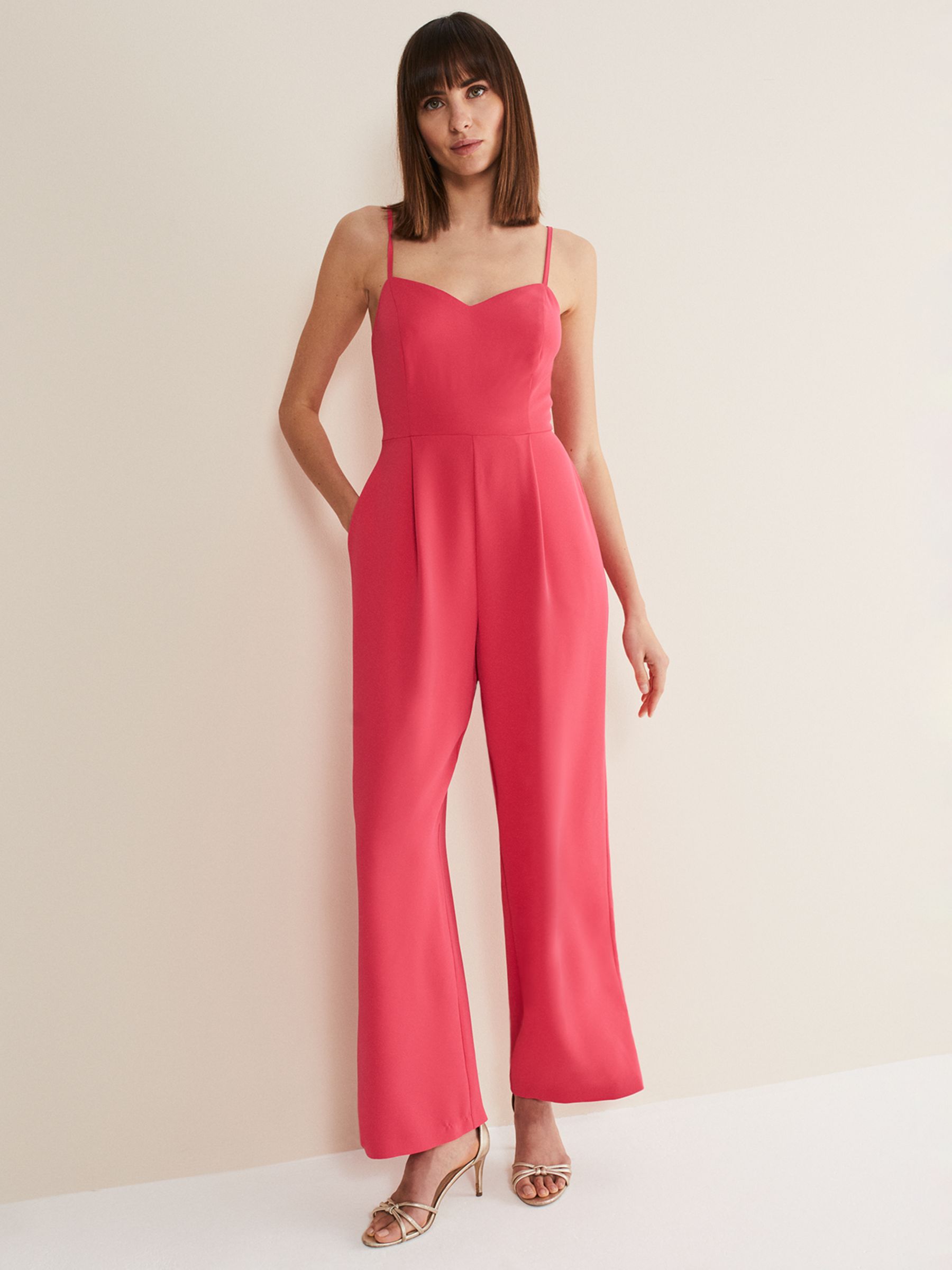 Buy Phase Eight Mindy Wide Leg Long Sleeve Jumpsuit, Raspberry Online at johnlewis.com