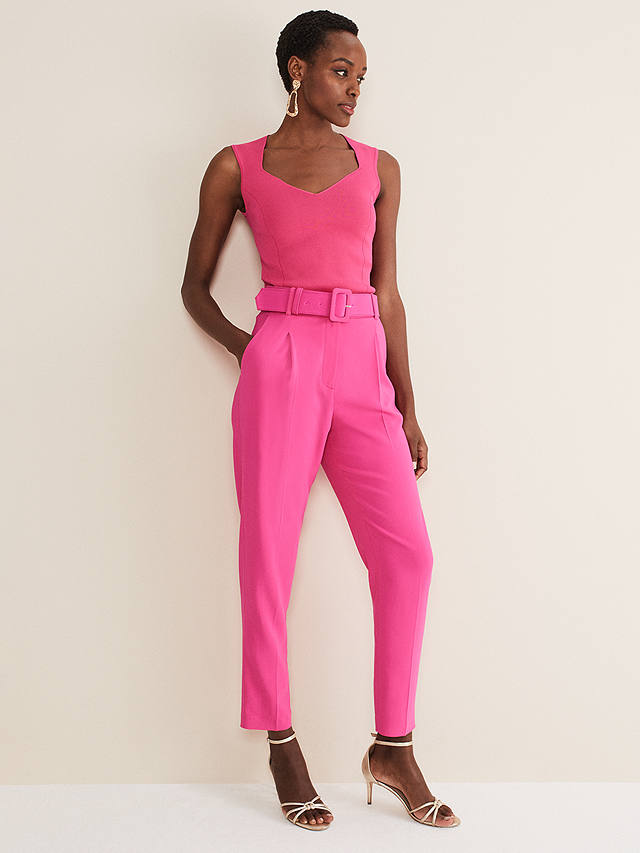 Phase Eight Adria Tailored Belted Trousers, Hot Pink