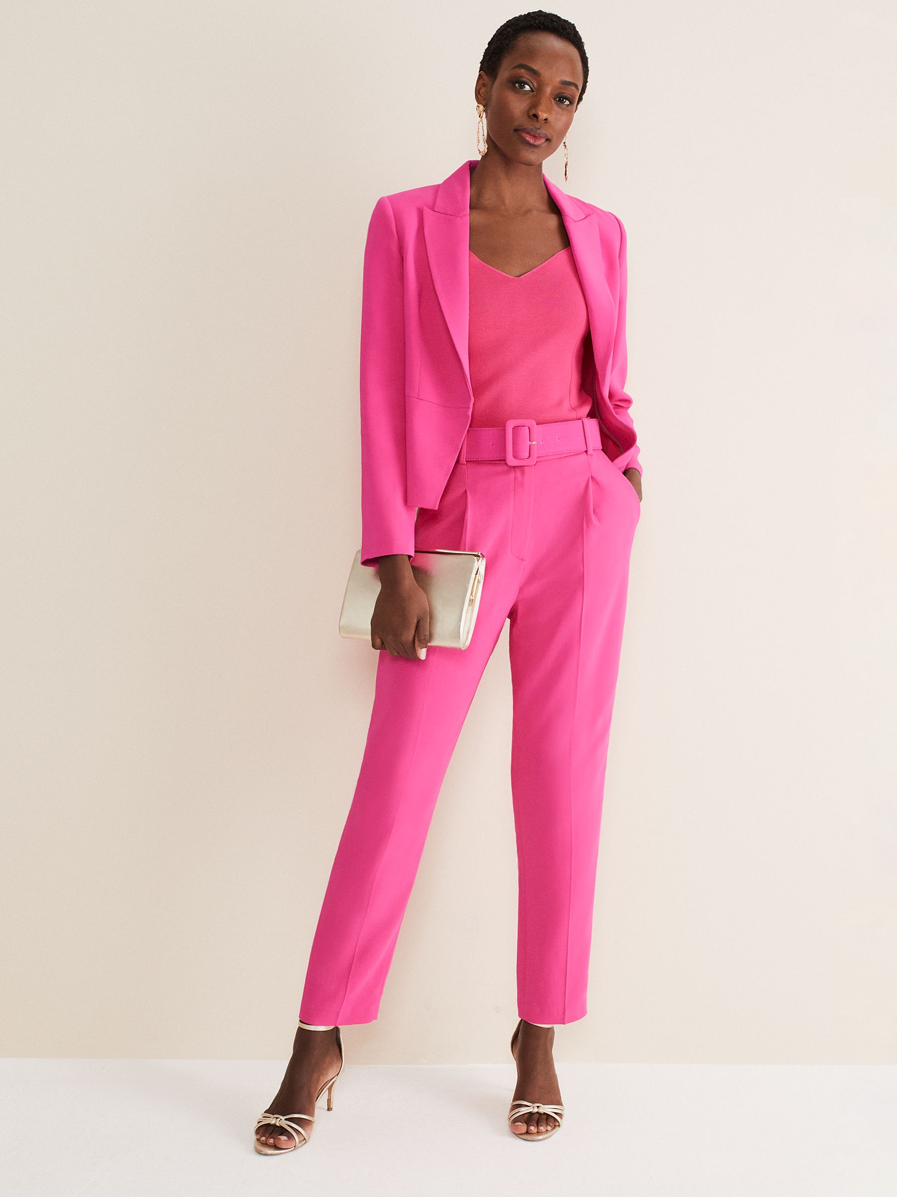 Phase Eight Adria Tailored Belted Trousers, Hot Pink at John Lewis &  Partners