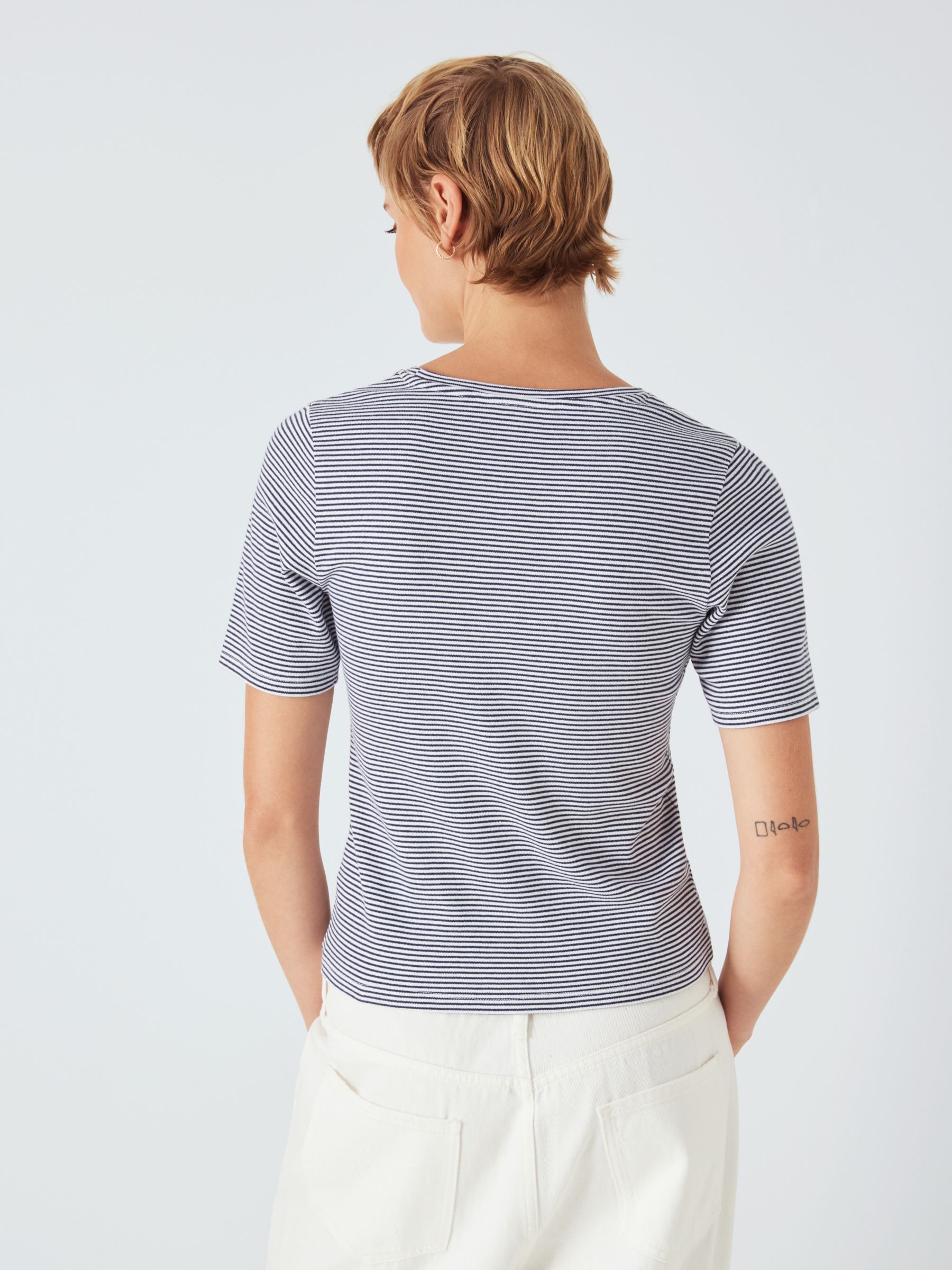 Buy John Lewis ANYDAY Stripe Slim Fit T-Shirt, Navy/White Online at johnlewis.com