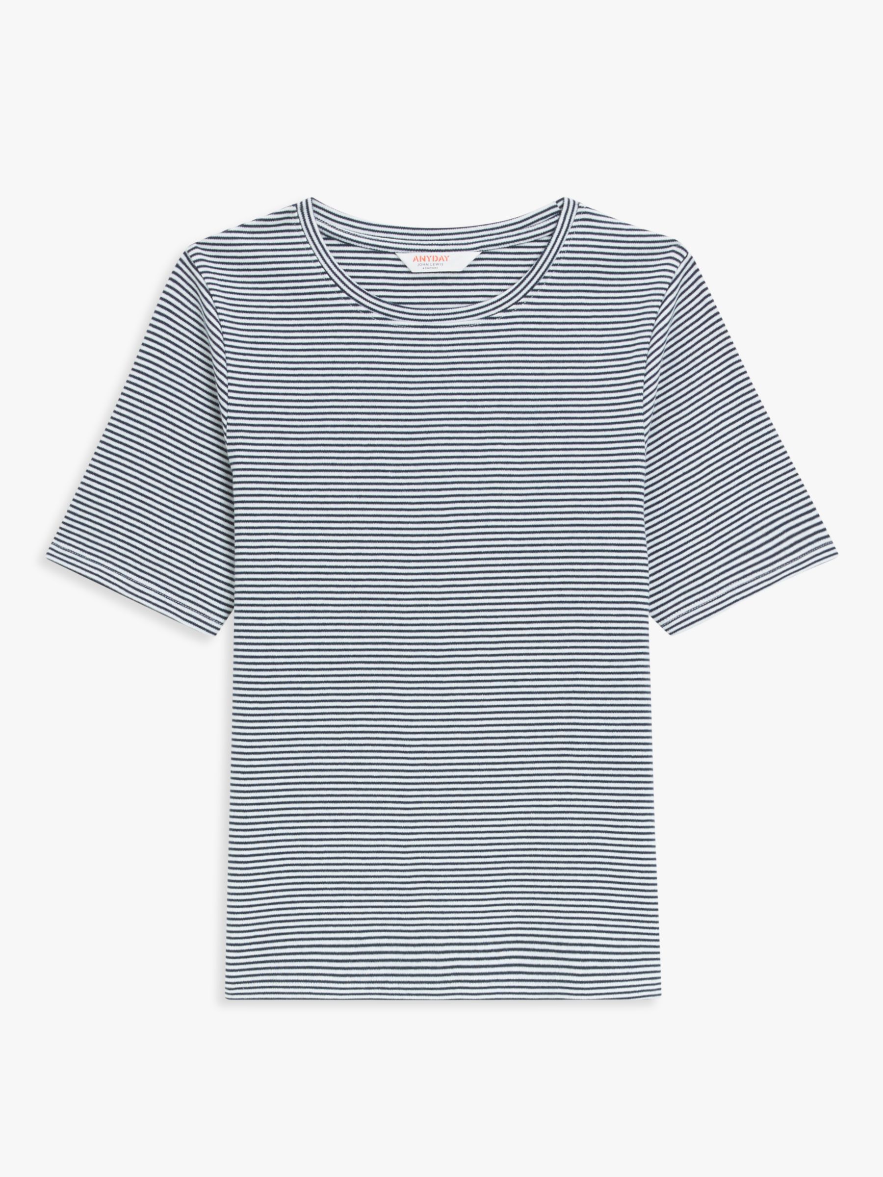 Buy John Lewis ANYDAY Stripe Slim Fit T-Shirt, Navy/White Online at johnlewis.com