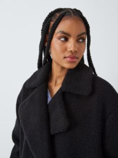 John Lewis ANYDAY Plain Faux Fur Coat, Black, XS