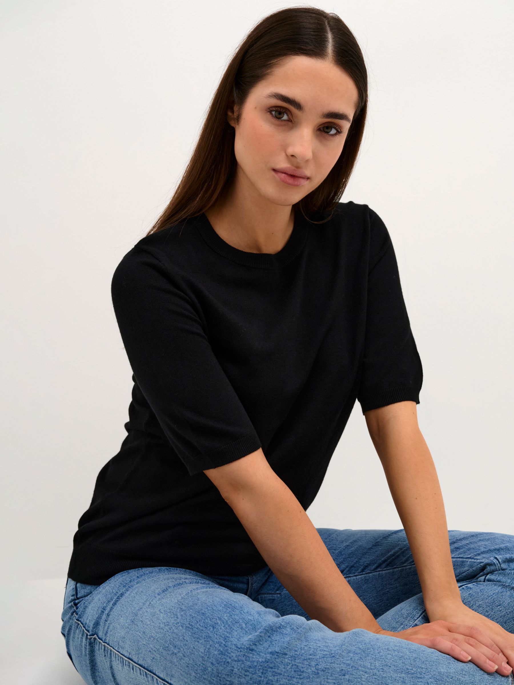 Buy KAFFE Lizza Short Sleeve Knitted Top Online at johnlewis.com