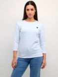 KAFFE Liddy Stripe Heart Jersey Top, Chalk/Windsurfer