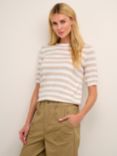 KAFFE Milo Striped Knitted Half Sleeve Top