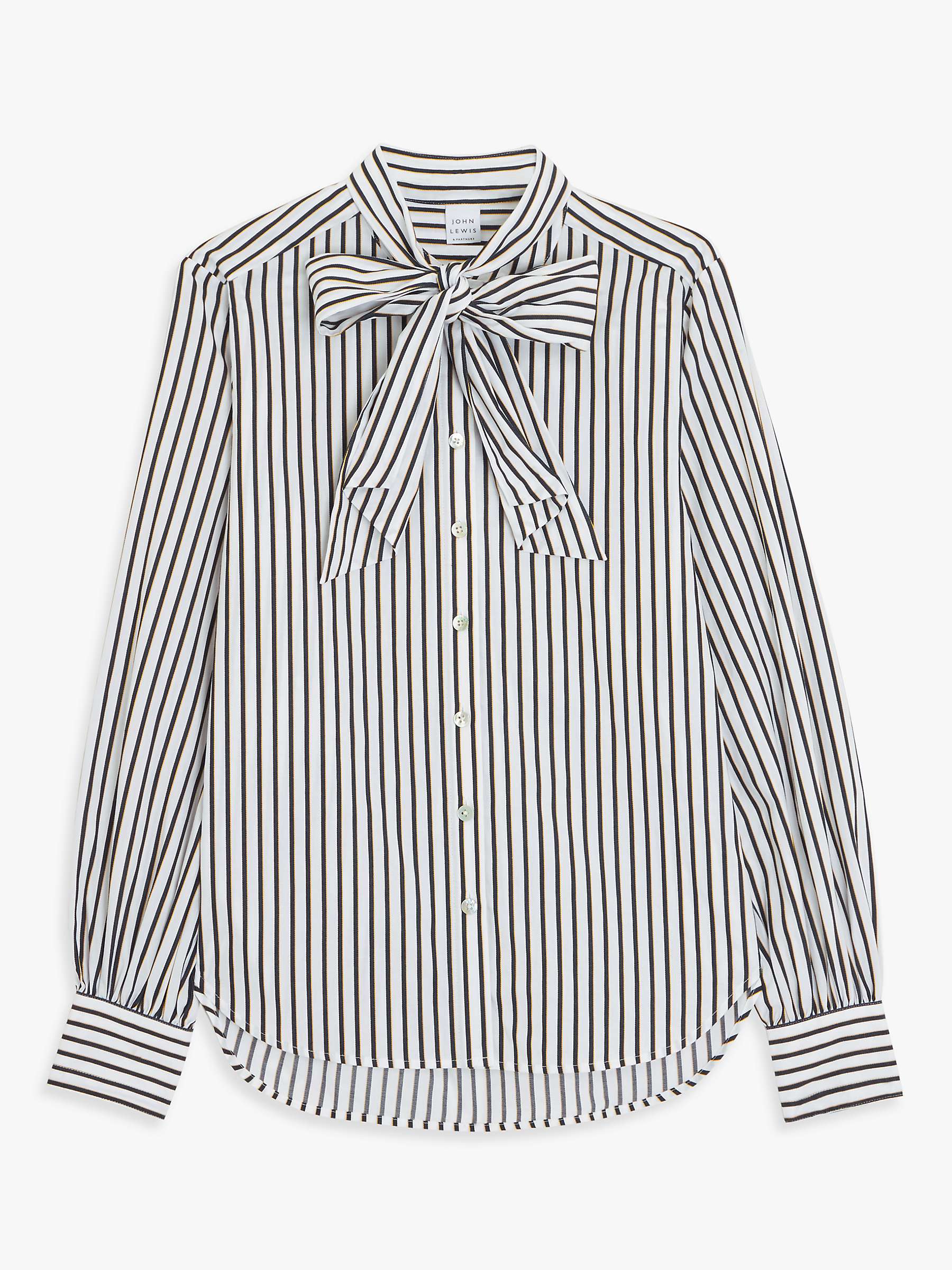 Buy John Lewis Bow Neck Stripe Cotton Shirt, White/Multi Online at johnlewis.com
