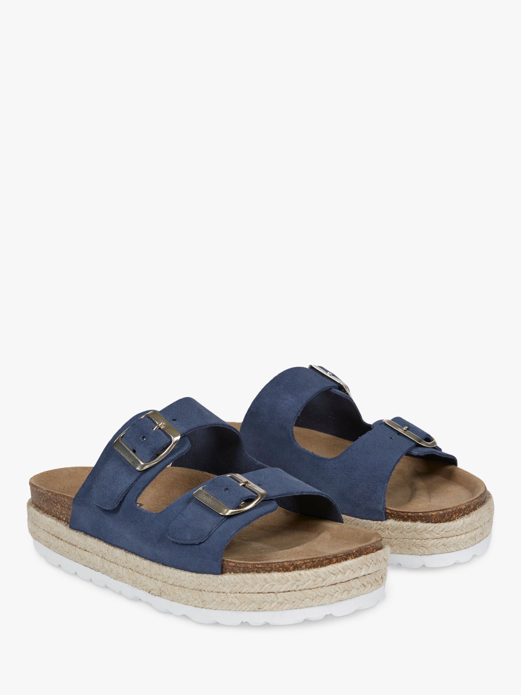 Celtic & Co. Double Buckle Suede Sliders, Indigo at John Lewis & Partners
