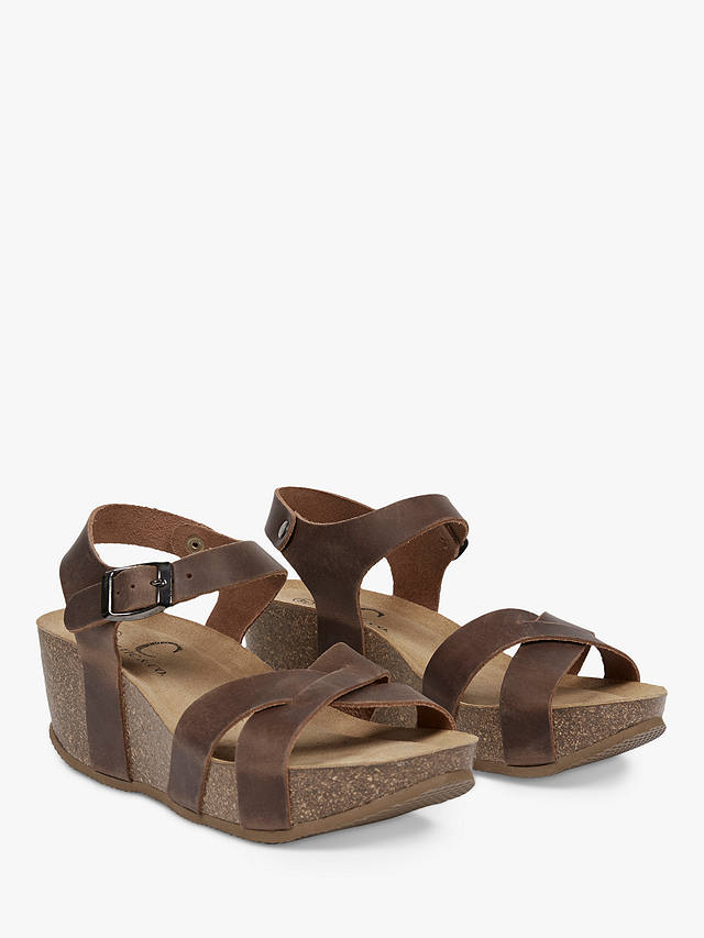 Celtic & Co. Leather Crossover Wedge Heel Sandals