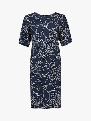 Celtic & Co. Floral Outline T-Shirt Dress, Navy