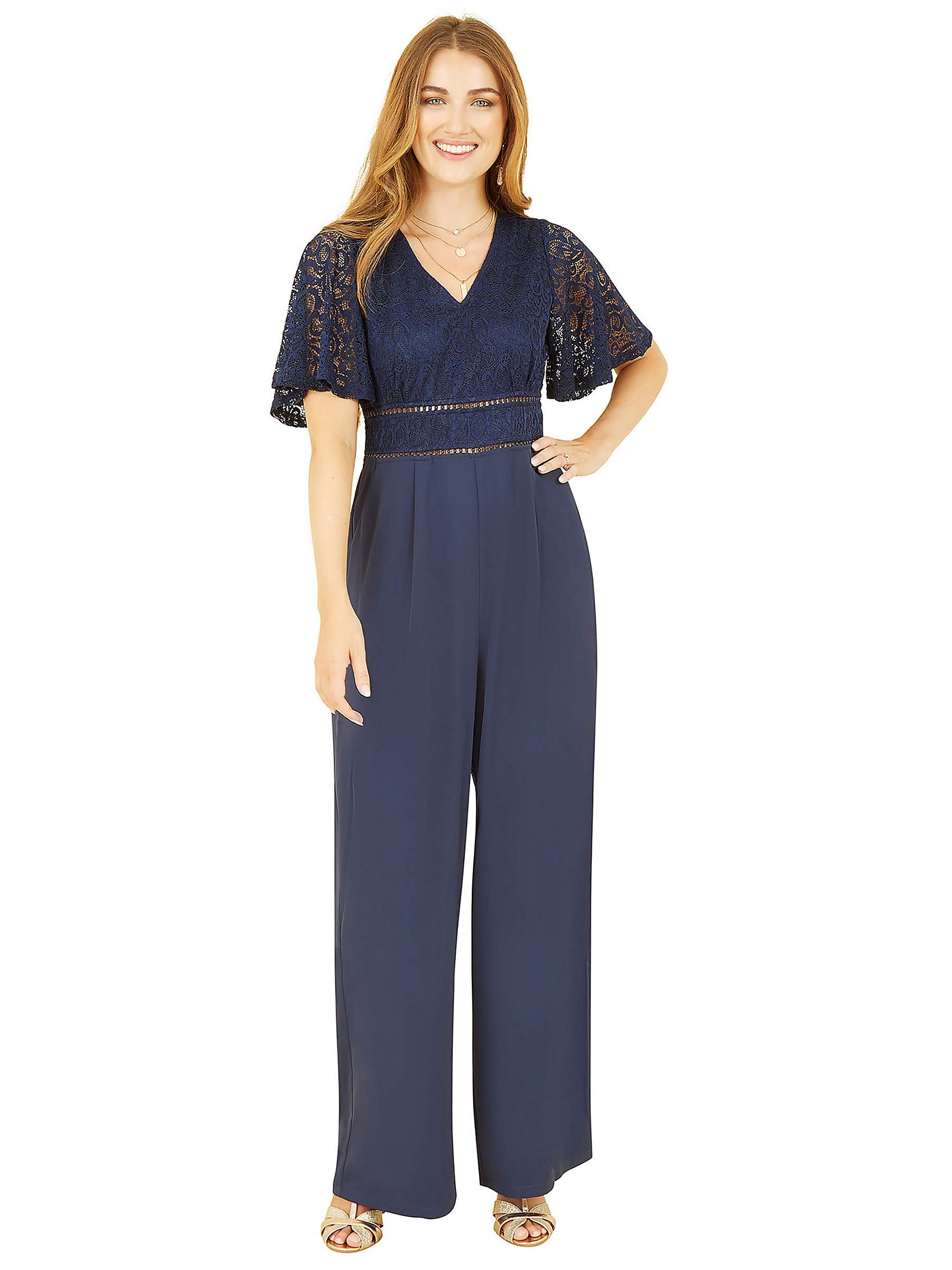 Buy Yumi Lace Bodice Wrap Jumpsuit, Navy Online at johnlewis.com