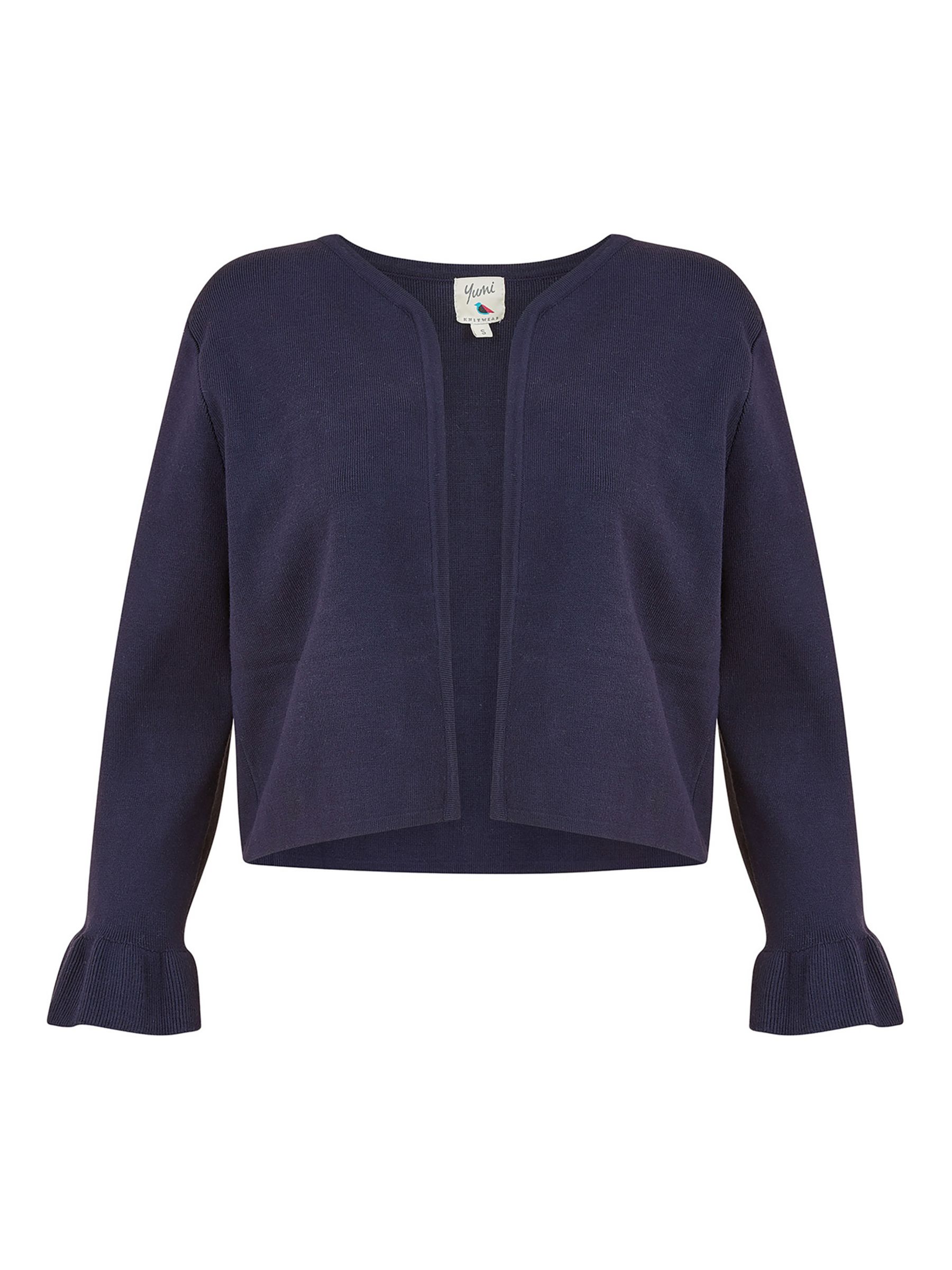 Yumi Bell Sleeve Cropped Cardigan, Navy, S