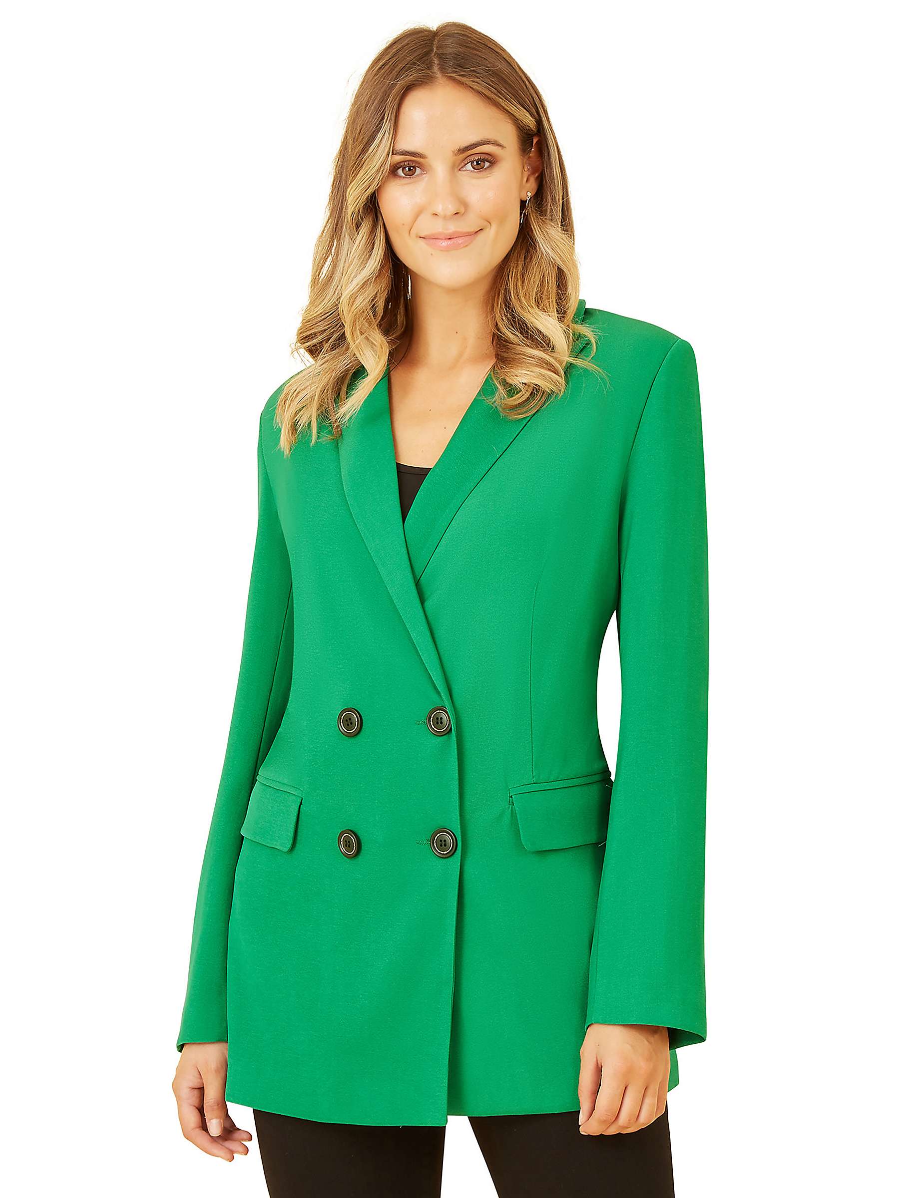 Yumi Double Breasted Blazer, Green at John Lewis & Partners
