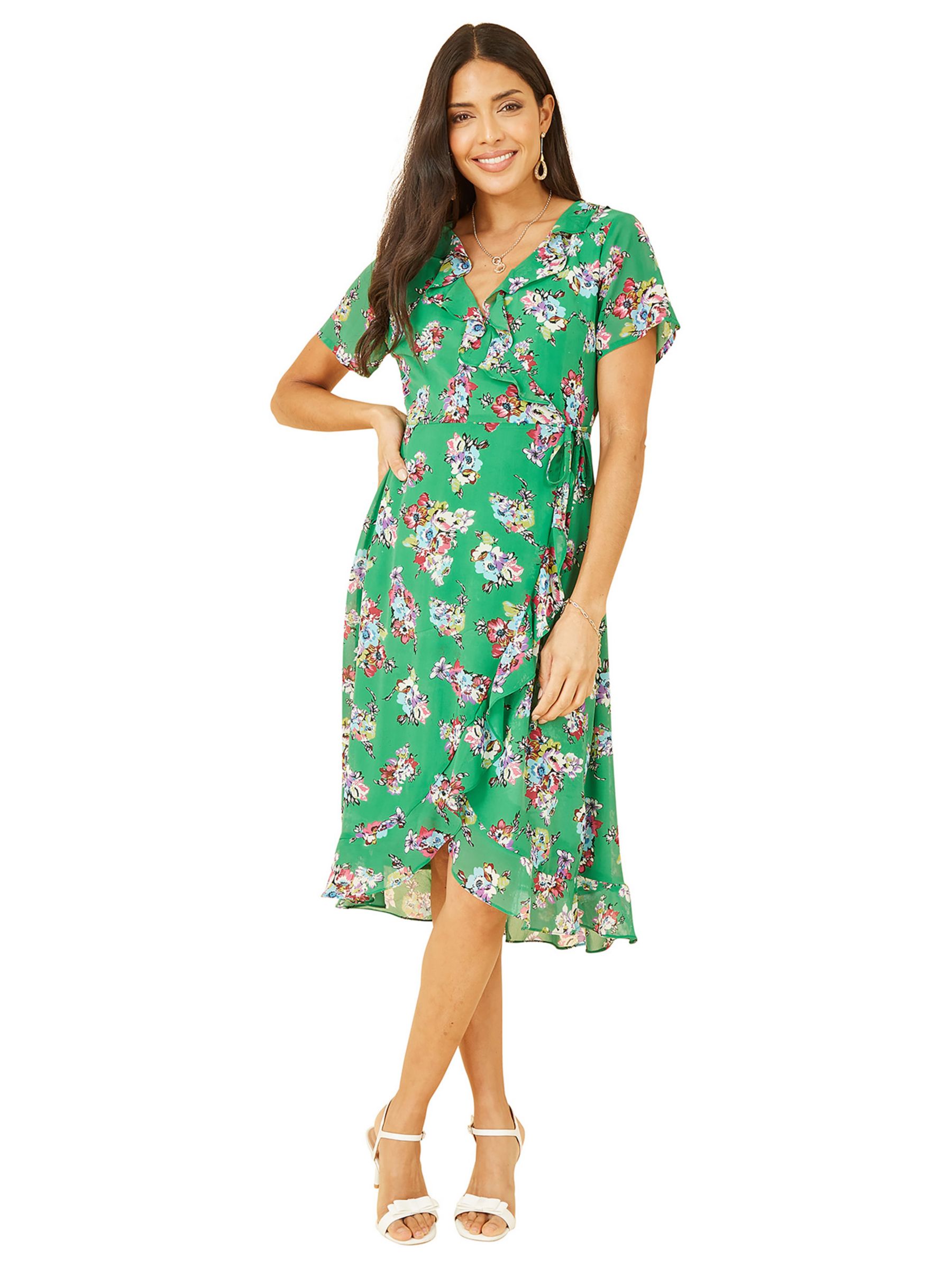 Yumi Floral Print Wrap Dress, Green at John Lewis & Partners