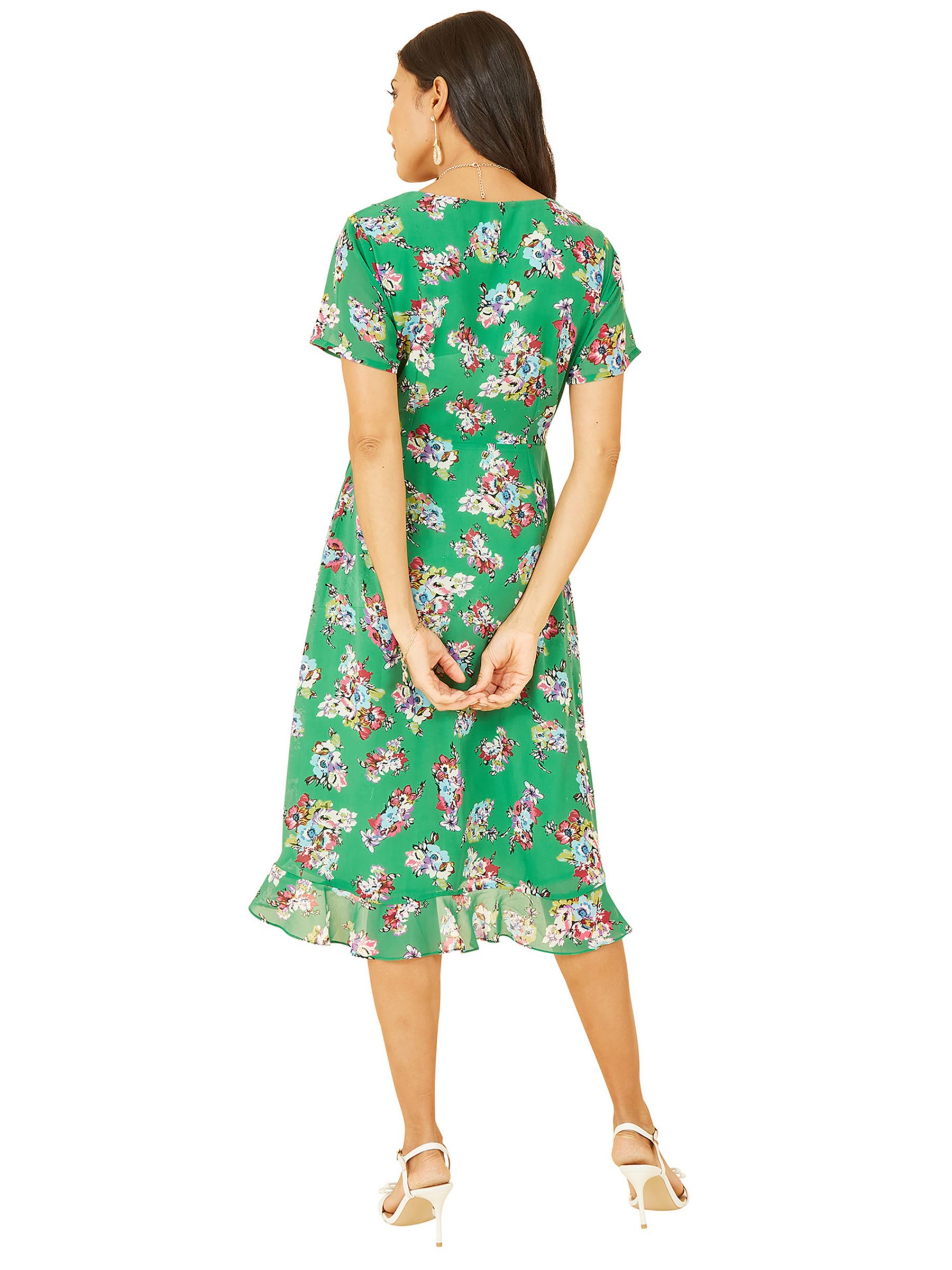 Yumi Floral Print Wrap Dress, Green, 8