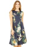 Yumi Floral Print Skater Midi Dress, Navy, Navy