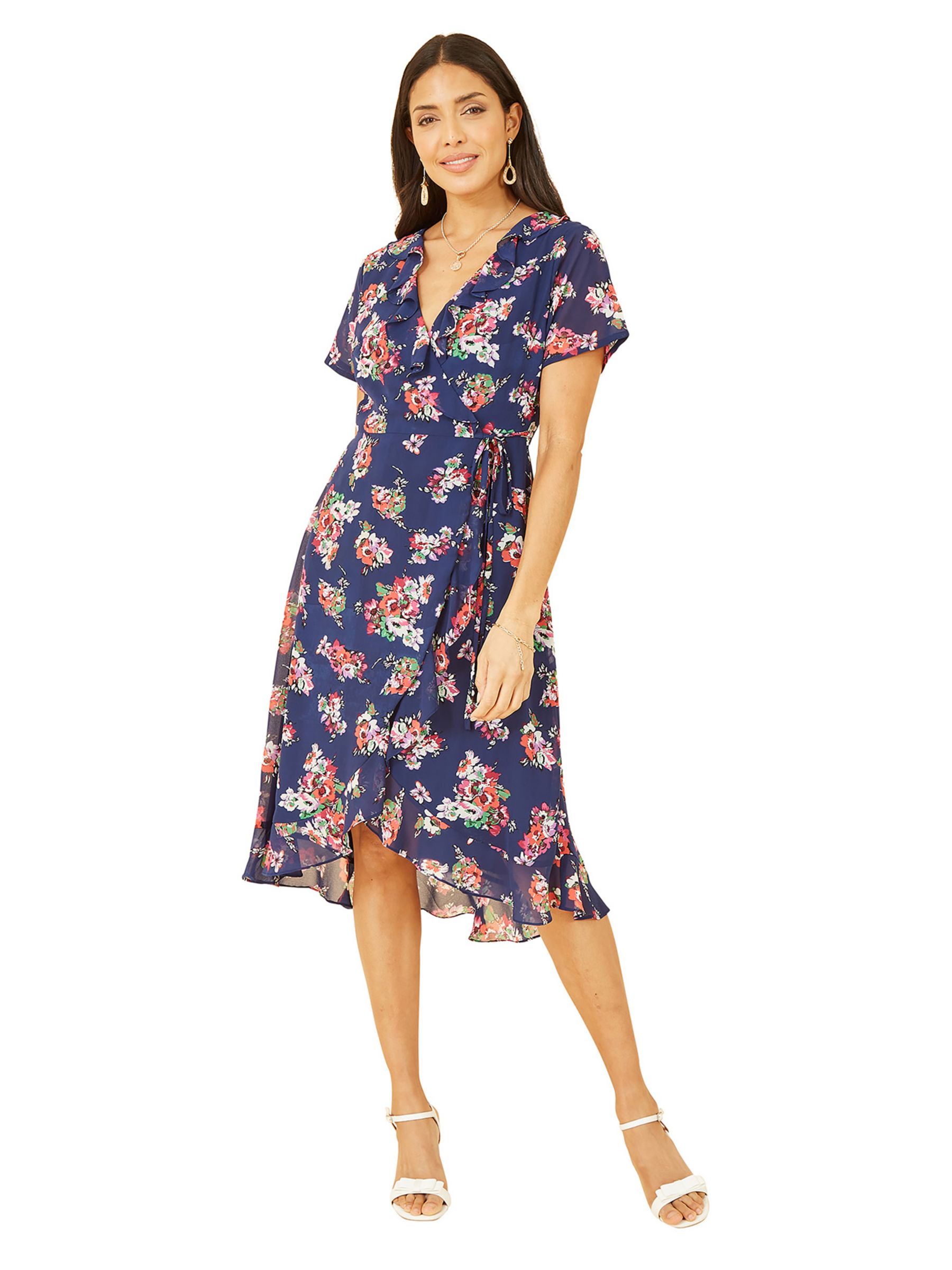 Yumi floral print 2025 wrap dress navy