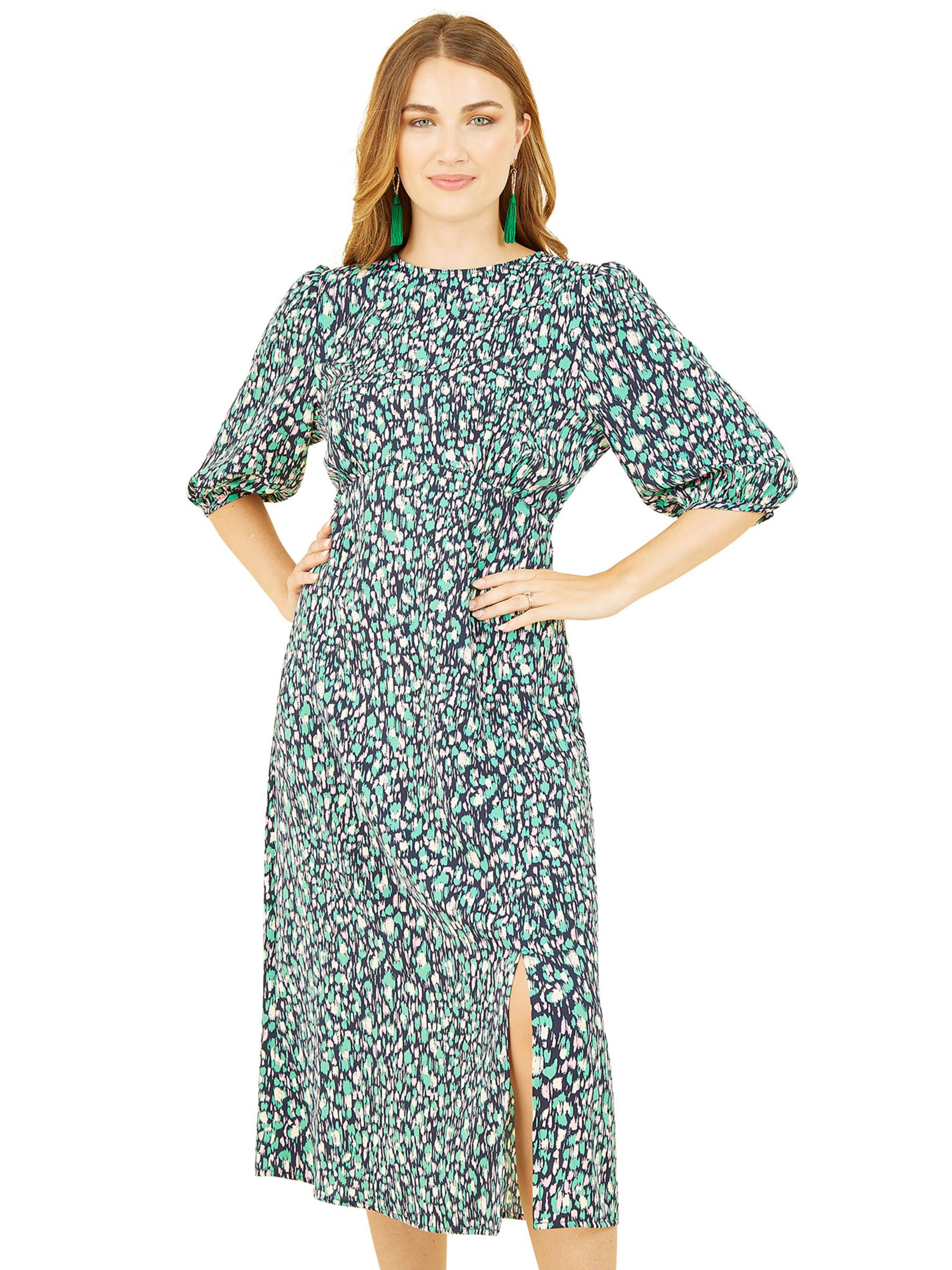 Buy Yumi Abstract Animal Print Midi Dress, Green Online at johnlewis.com