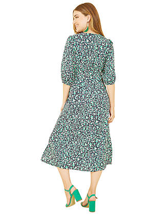 Yumi Abstract Animal Print Midi Dress, Green at John Lewis & Partners