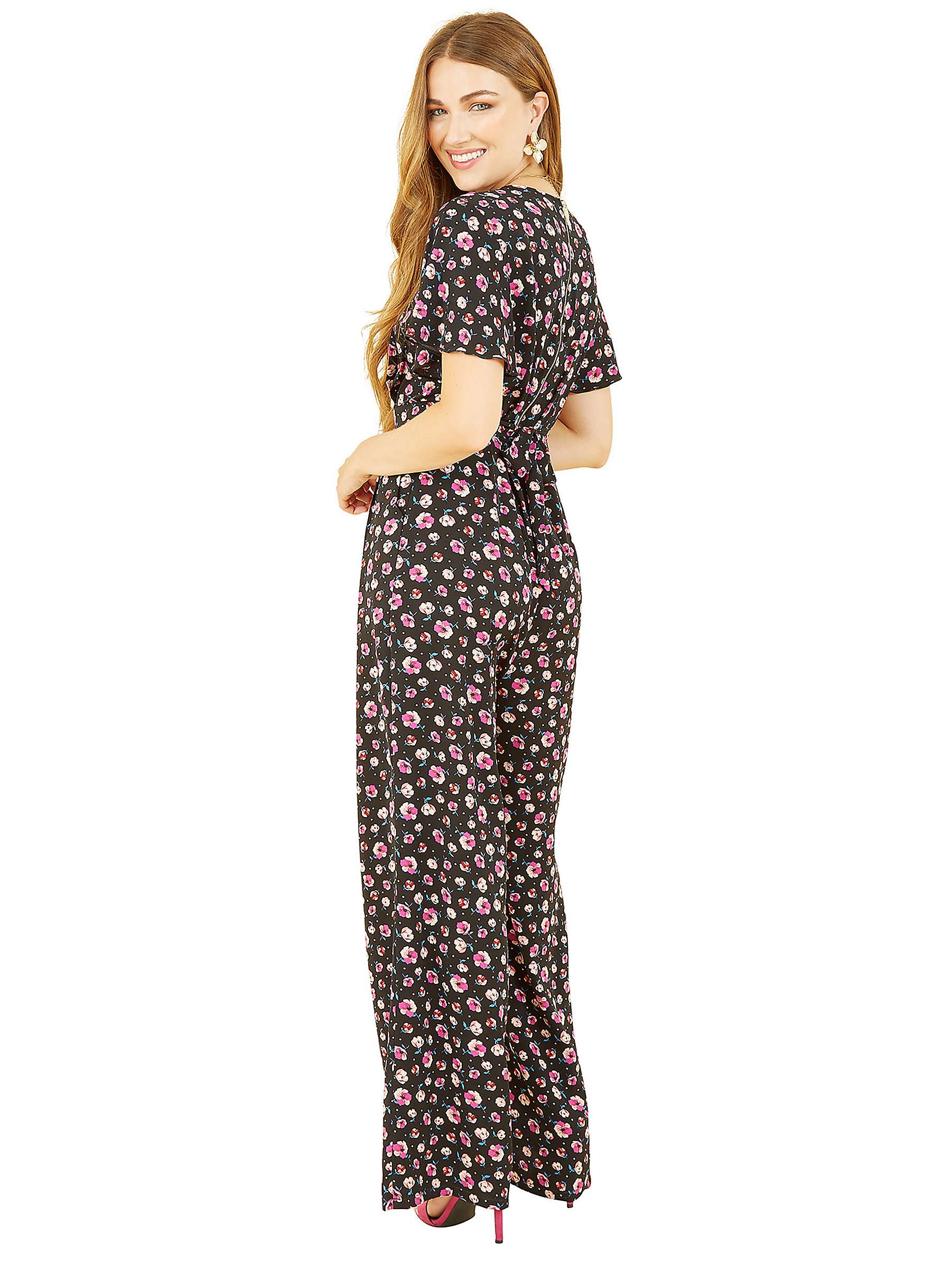 Buy Yumi Floral Angel Sleeve Jumpsuit, Black Online at johnlewis.com