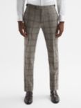Reiss Alfredo Slim Fit Wool Check Suit Trousers, Brown