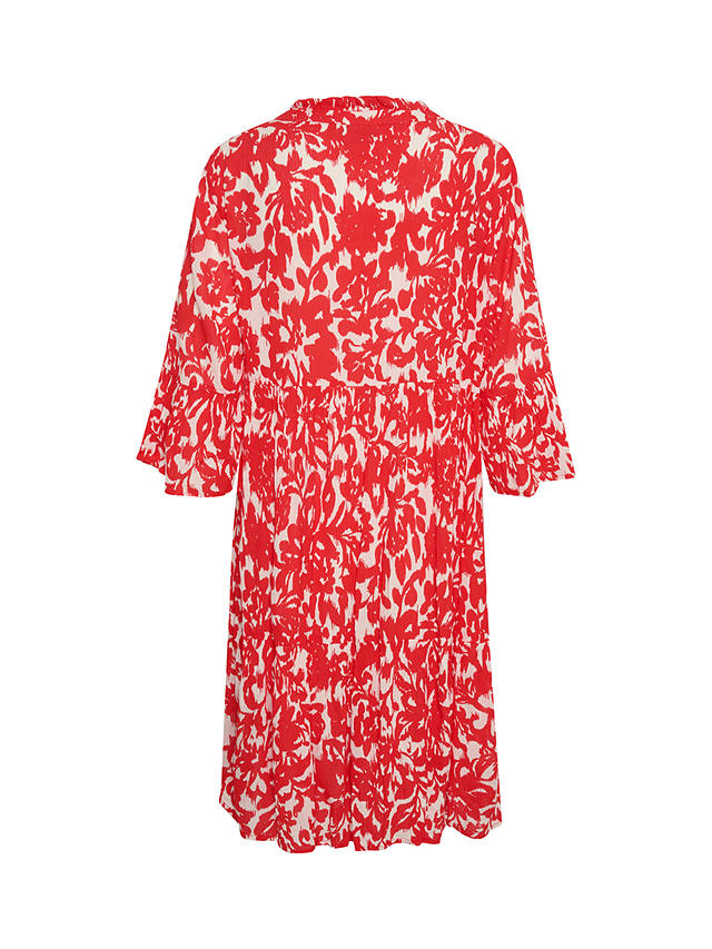 KAFFE Ellen 3/4 Sleeve Mini Dress, Red/White