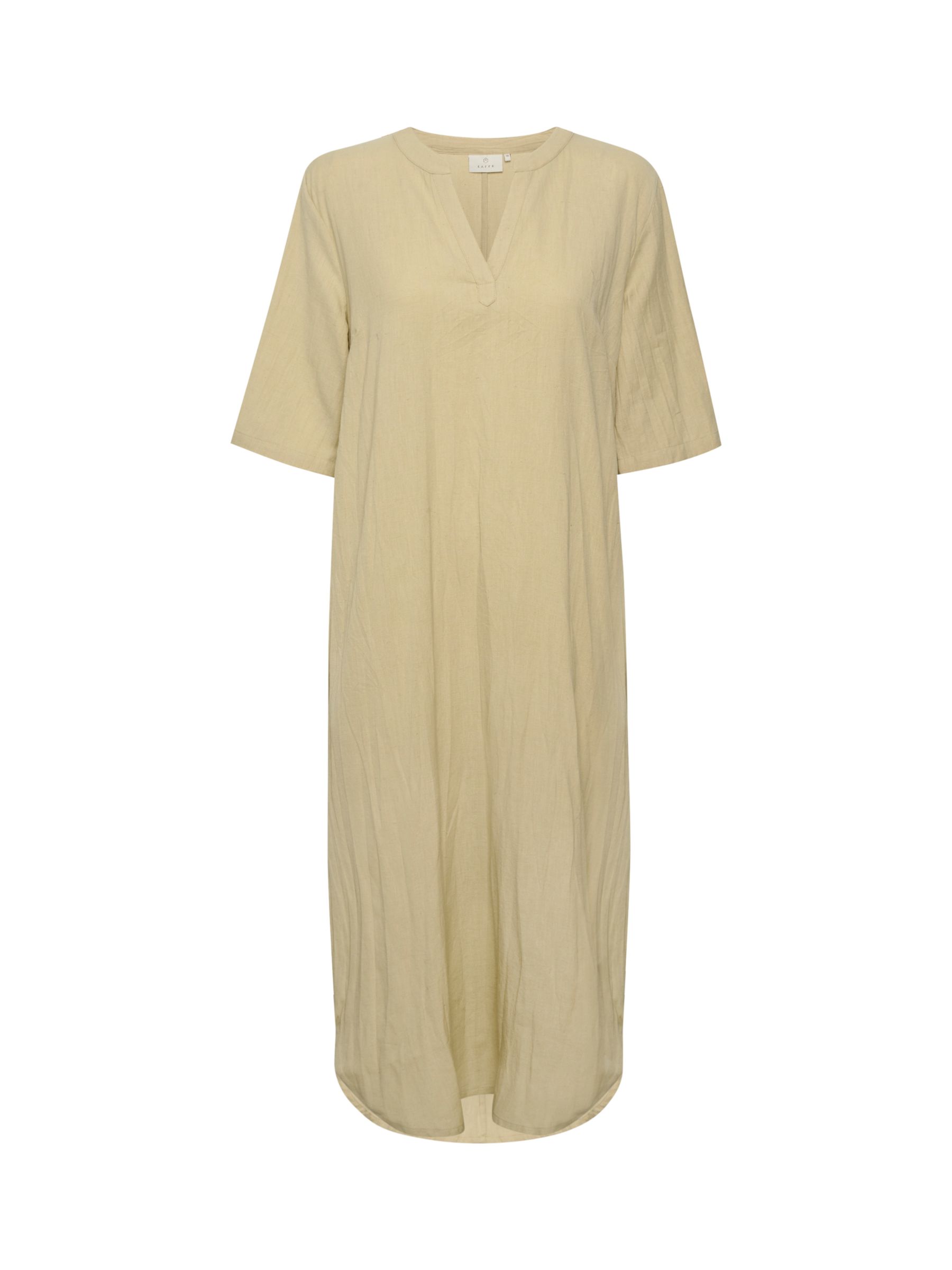 KAFFE Majse Cotton Linen Blend Kaftan Dress, Feather Grey, 10