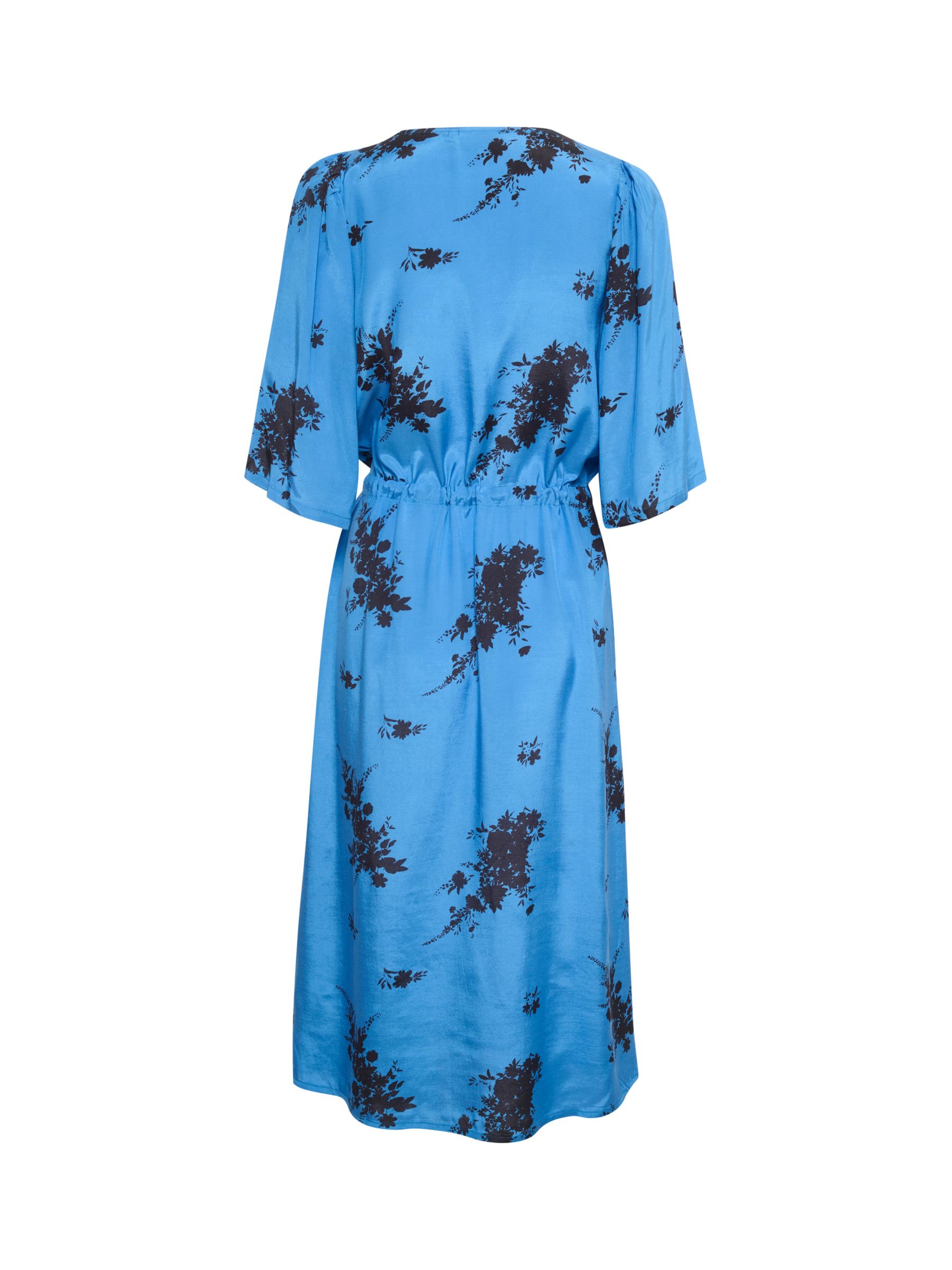 KAFFE Gilla Floral Midi Dress, Blue at John Lewis & Partners