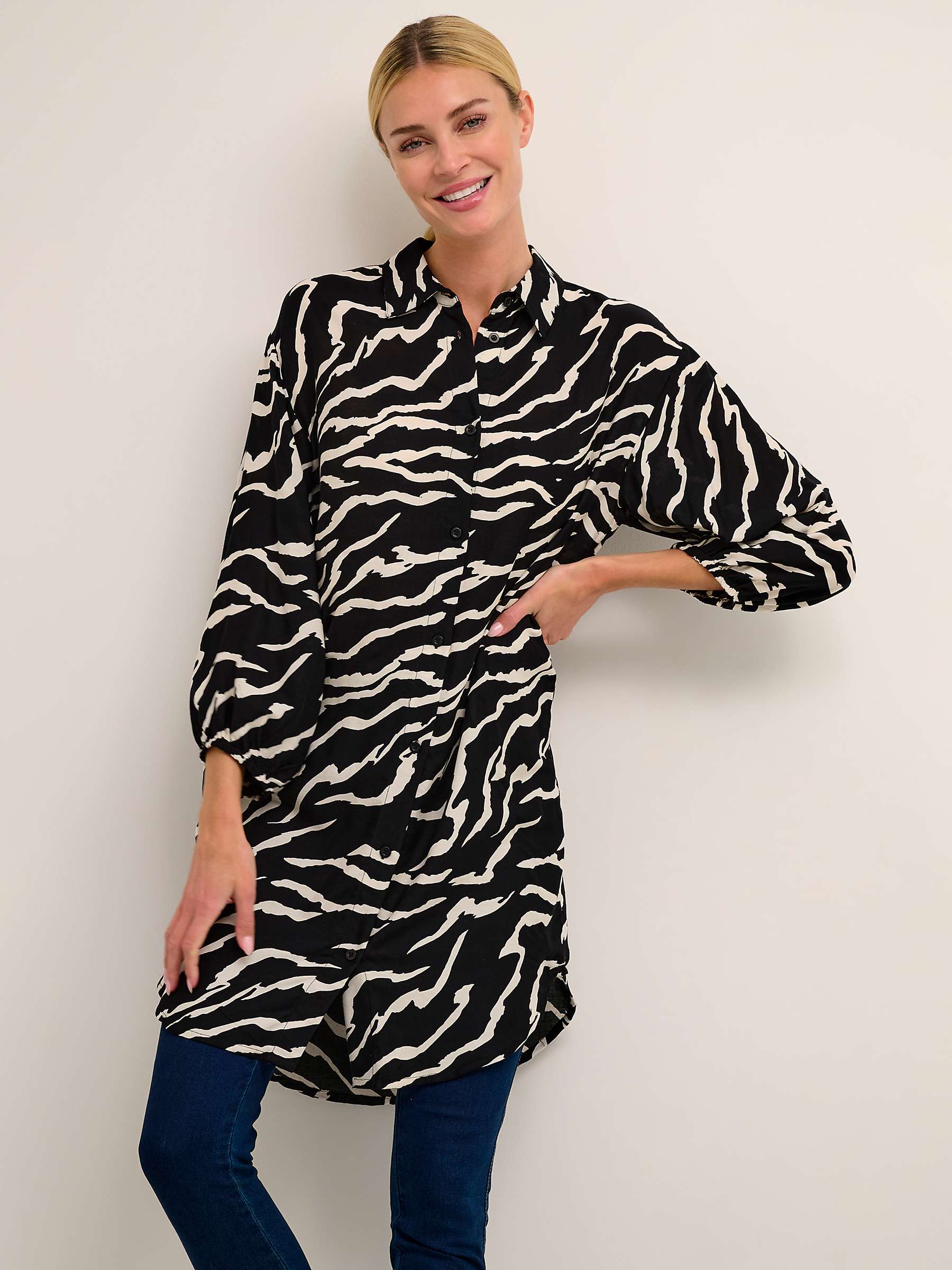 Buy KAFFE Sonia Shirt Dress, Black/White Online at johnlewis.com