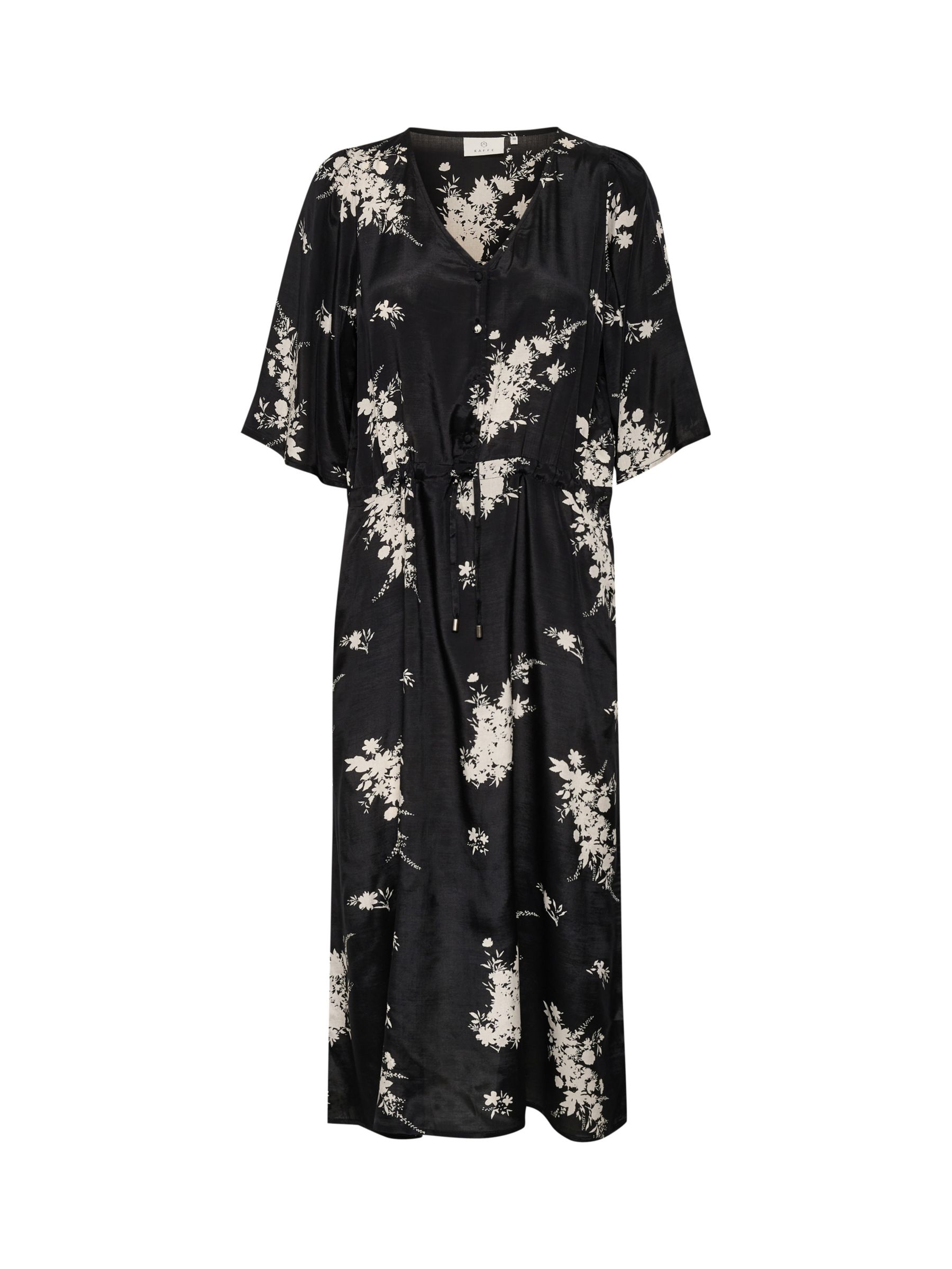 KAFFE Gilla Floral Midi Dress, Black/Antique, 8