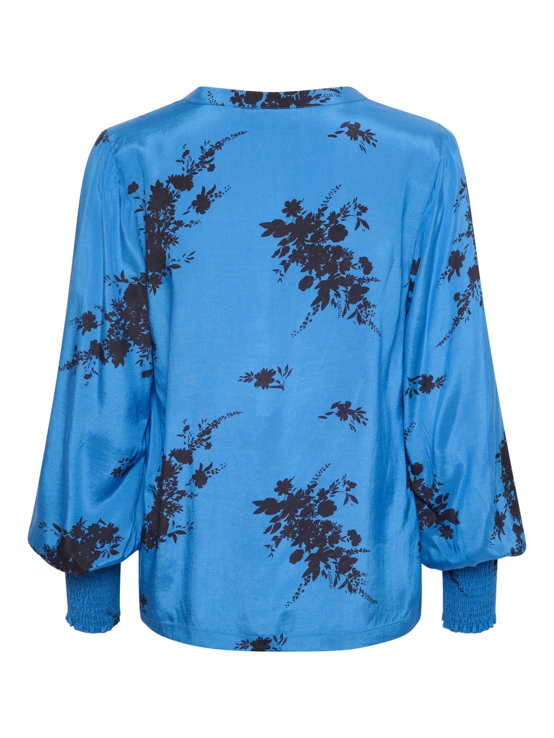 Buy KAFFE Gilla Floral Long Sleeve Blouse, Regatta/Black Online at johnlewis.com