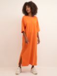 KAFFE Edna Cotton Maxi T-Shirt Dress, Vermillion Orange